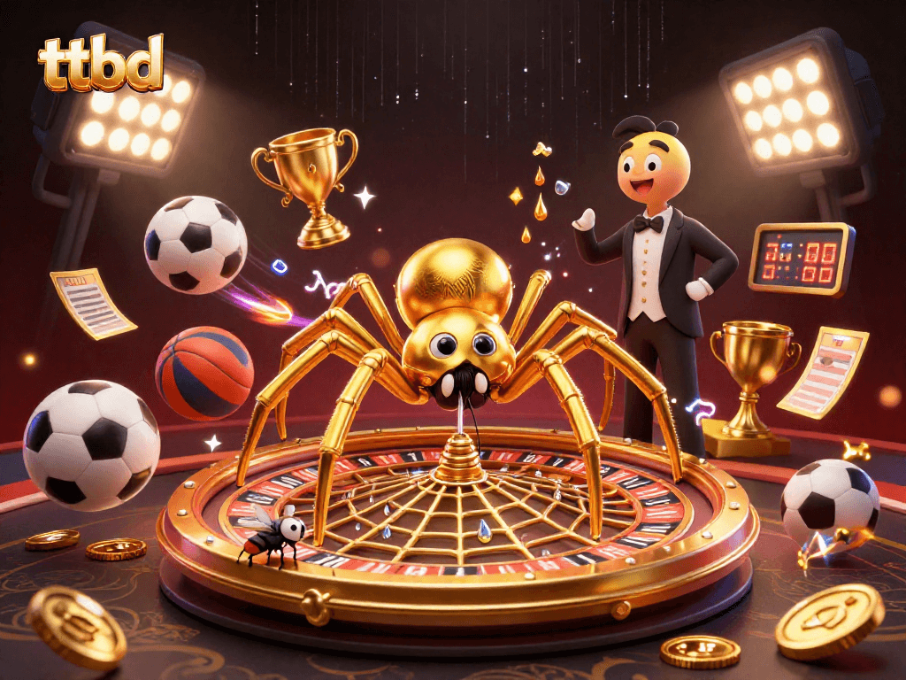 Experience thrilling sports betting action with ttbd’s vibrant, dynamic illustration featuring a golden roulette web.