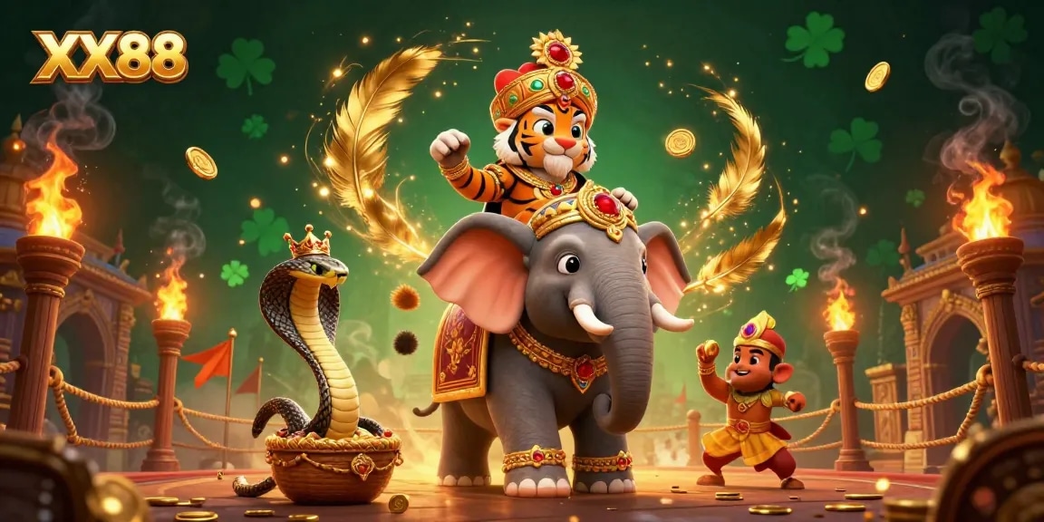 Experience thrilling gameplay at XX88 with vibrant 3D casino elements illustrating excitement and wealth.
