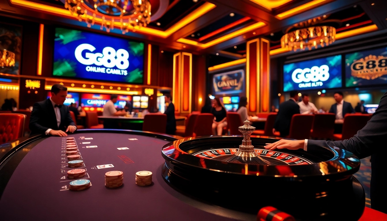 Players enjoying high-stakes gaming at GG88 LTD casino, showcasing a vibrant atmosphere.