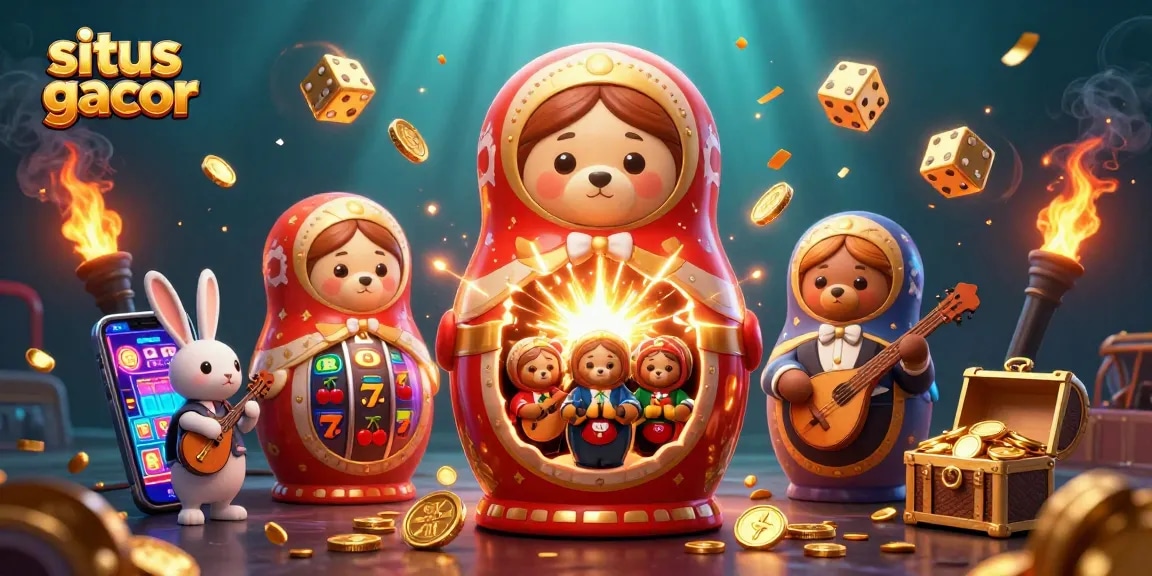 Win big at situs slot gacor with a vibrant scene of bears and casino themes showcasing excitement and jackpots.