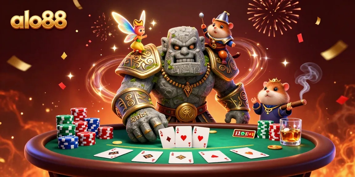 Experience thrilling gaming at alo88 with vibrant poker characters and dynamic casino elements.