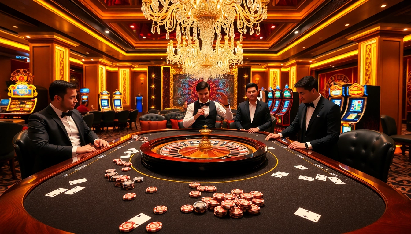 Experience the excitement of king 88 in a luxurious casino setting filled with chips and a roulette wheel.