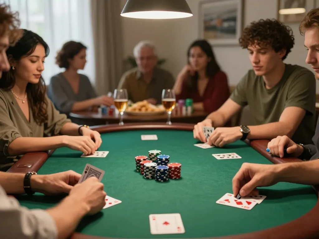 Players engaging in strategic poker gameplay on co88 platform, showcasing vibrant chip stacks and cards