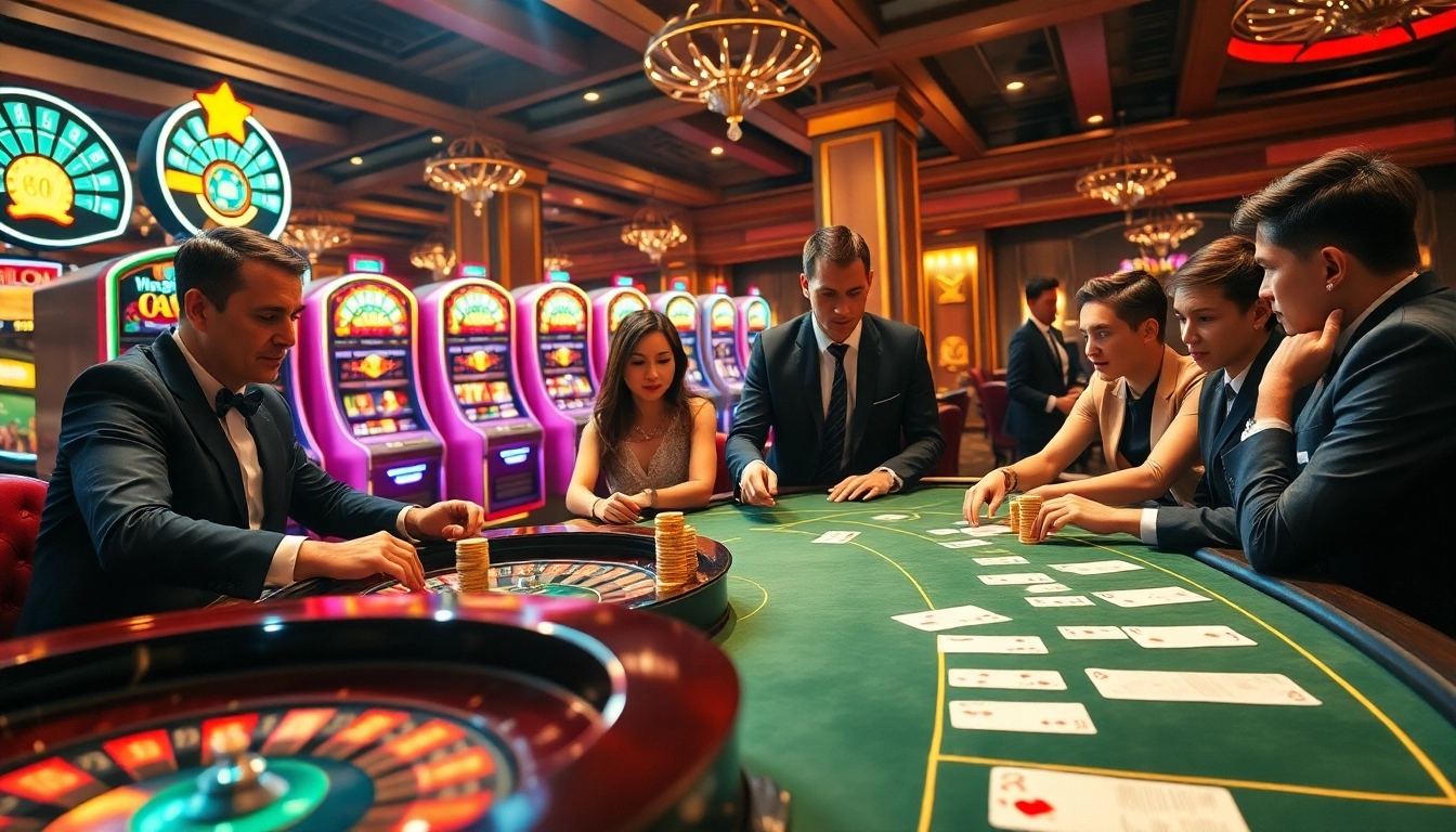 Players enjoying a vibrant casino experience at 88aa's roulette and poker tables, showcasing responsible gambling excitement.