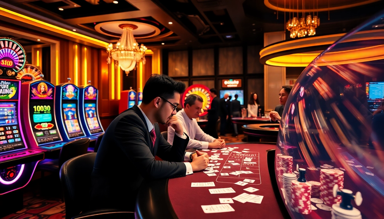 Experience the excitement of iboslot alternatif with vibrant casino visuals of players at tables.