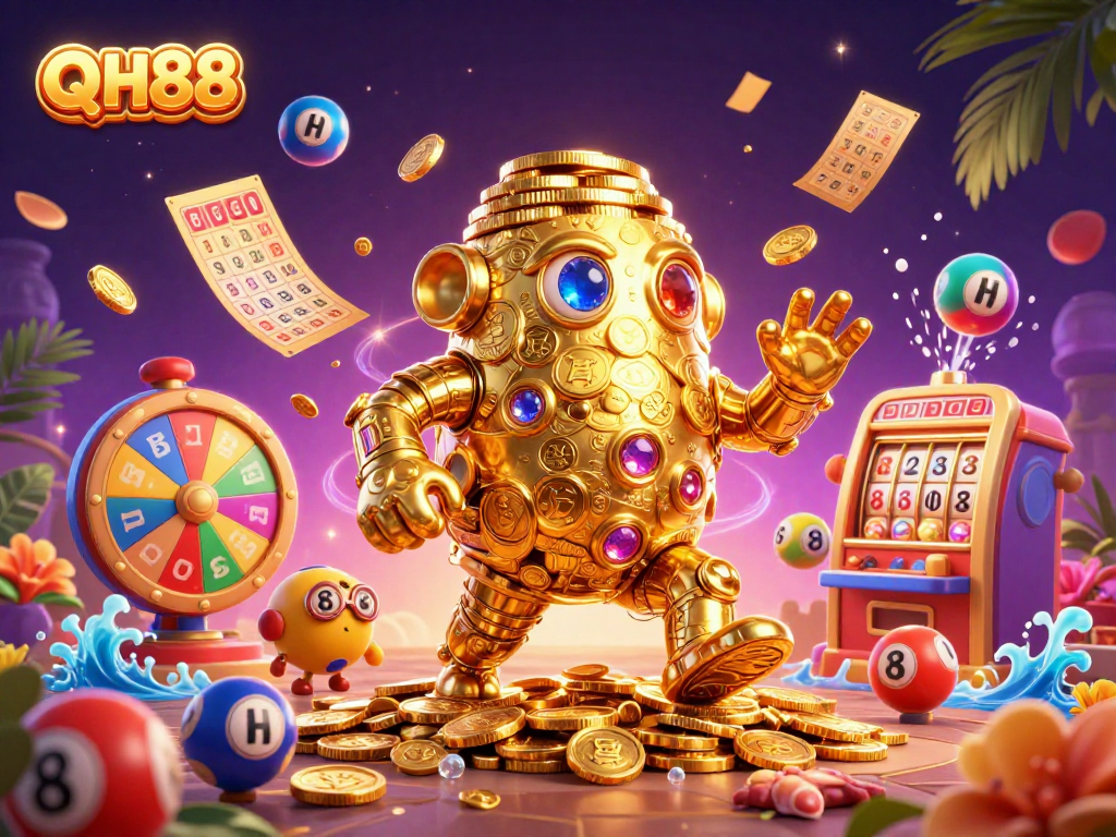 QH88 invites players to enjoy a magical casino experience with vibrant lottery balls and exotic elements.