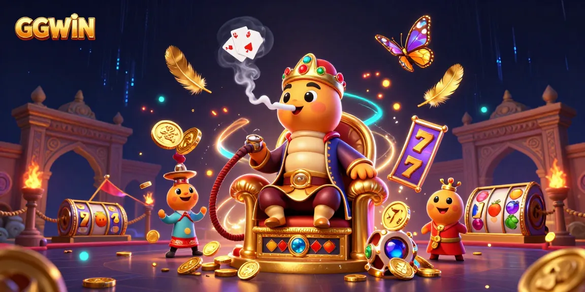 Experience thrilling gaming with GGWIN, showcased in a vibrant 3D casino illustration.
