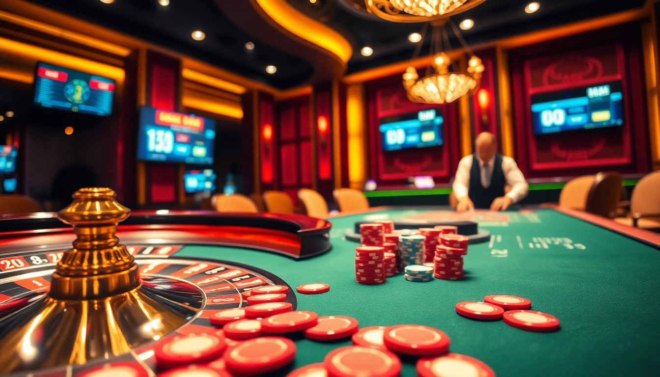 Experience thrilling gameplay at https://tg88.black/ with vibrant poker chips and a roulette wheel.