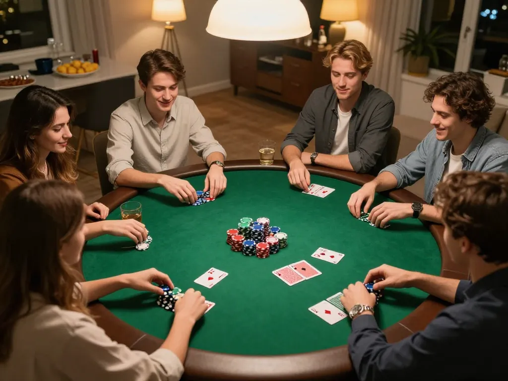 Join friends for an exciting poker night with gamebaidoithuong8 at a cozy home table.