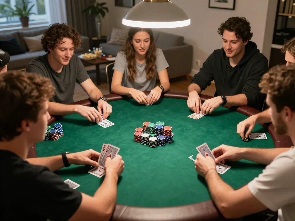 Players strategizing during a thrilling poker game at home, highlighting 98win1 experiences.