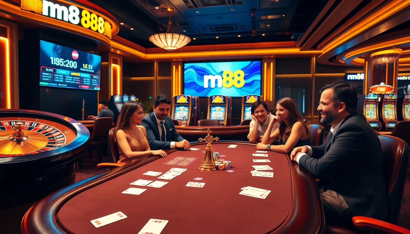 Engage with mm 88's exciting casino experience at a vibrant poker table filled with action.