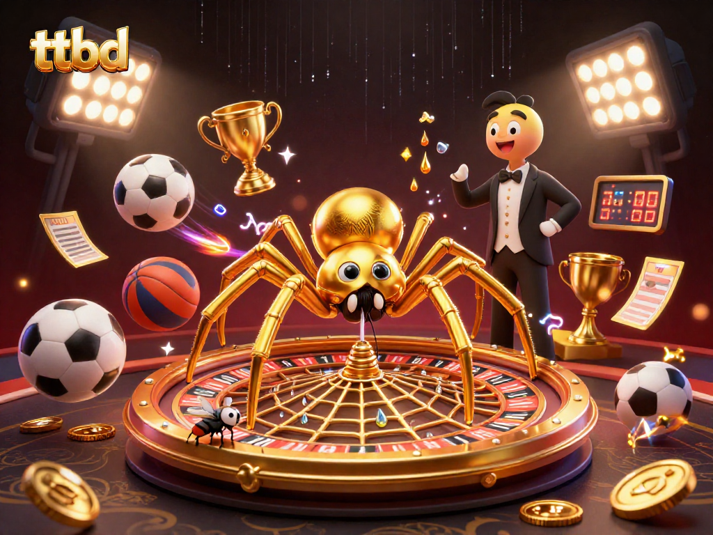 Experience thrilling sports betting action with ttbd’s vibrant, dynamic illustration featuring a golden roulette web.