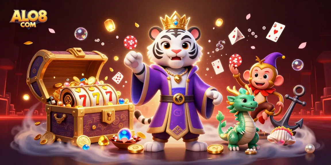 Experience thrilling gaming action at ALO8 COM with vibrant characters amidst jackpot excitement.