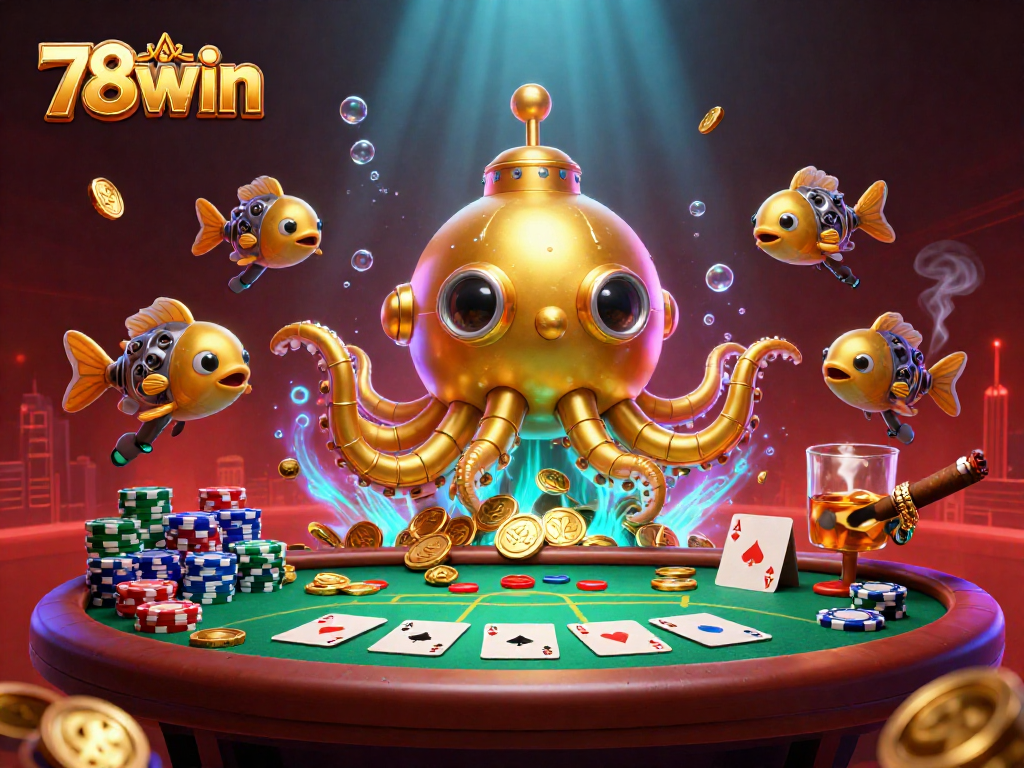 Experience the excitement of winning with 78win's vibrant casino scene featuring poker and gold.