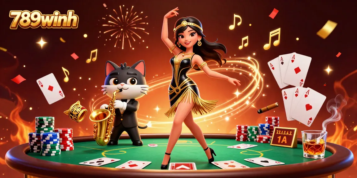 Experience the thrill of gaming with 789winh's lively casino scene, showcasing poker and celebration.