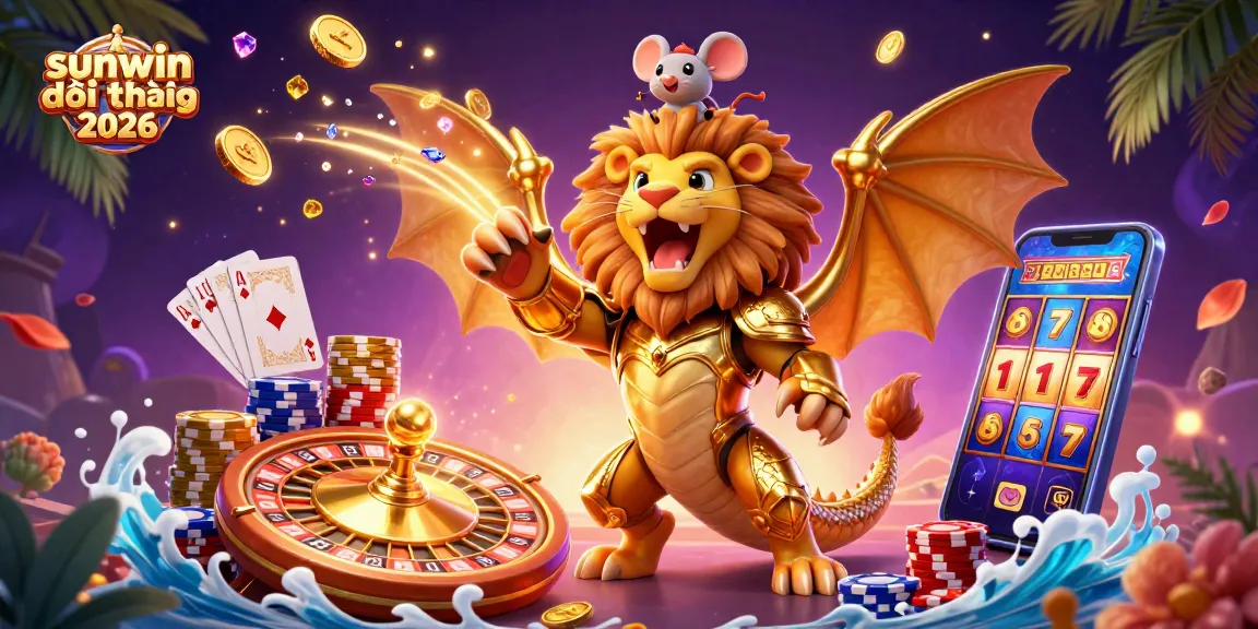 Engage with sunwin đổi thưởng 2026 through this vibrant 3D illustration showcasing casino elements.