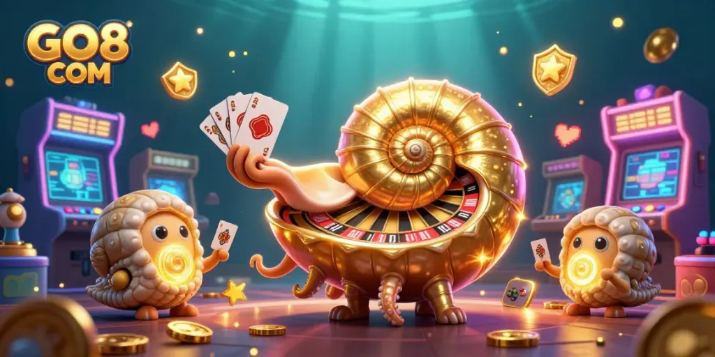 Engage with exciting gaming opportunities at GO8 COM featuring vibrant casino-themed 3D characters.