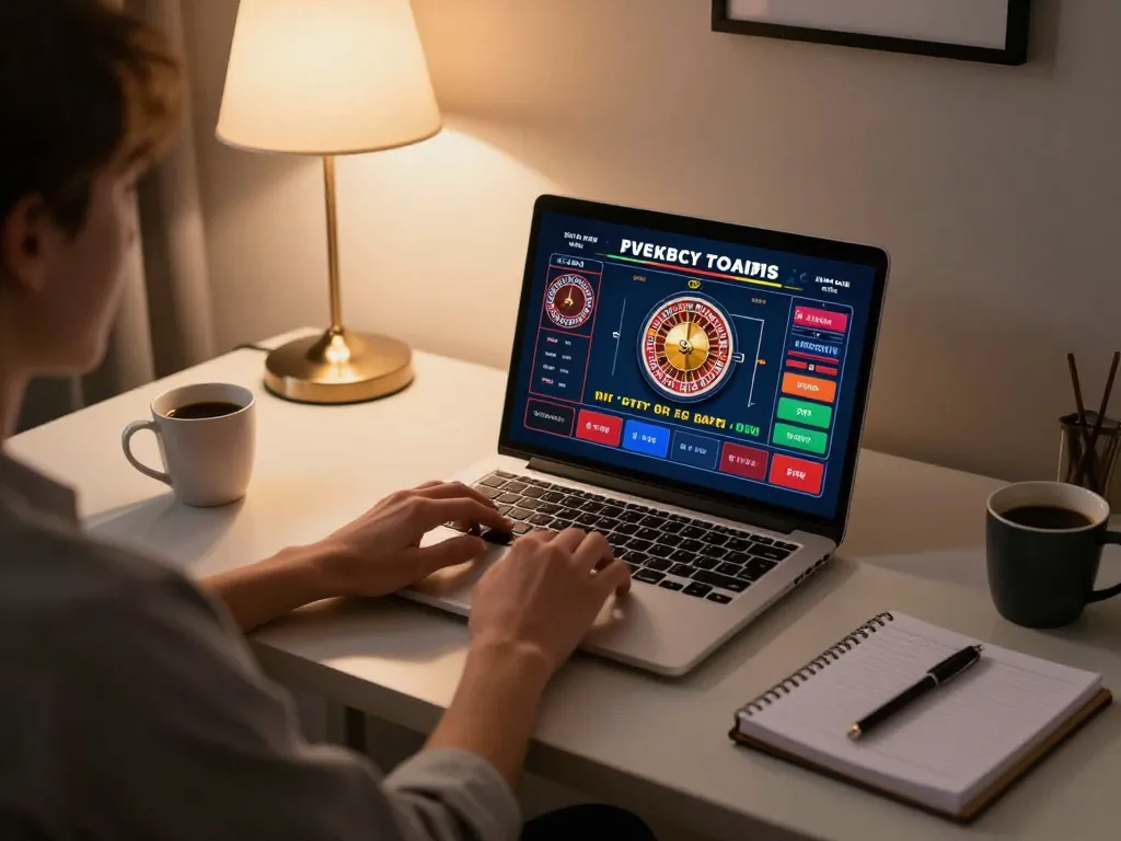 Player using 78winvina to engage in an online casino session, showcasing a modern home setup.