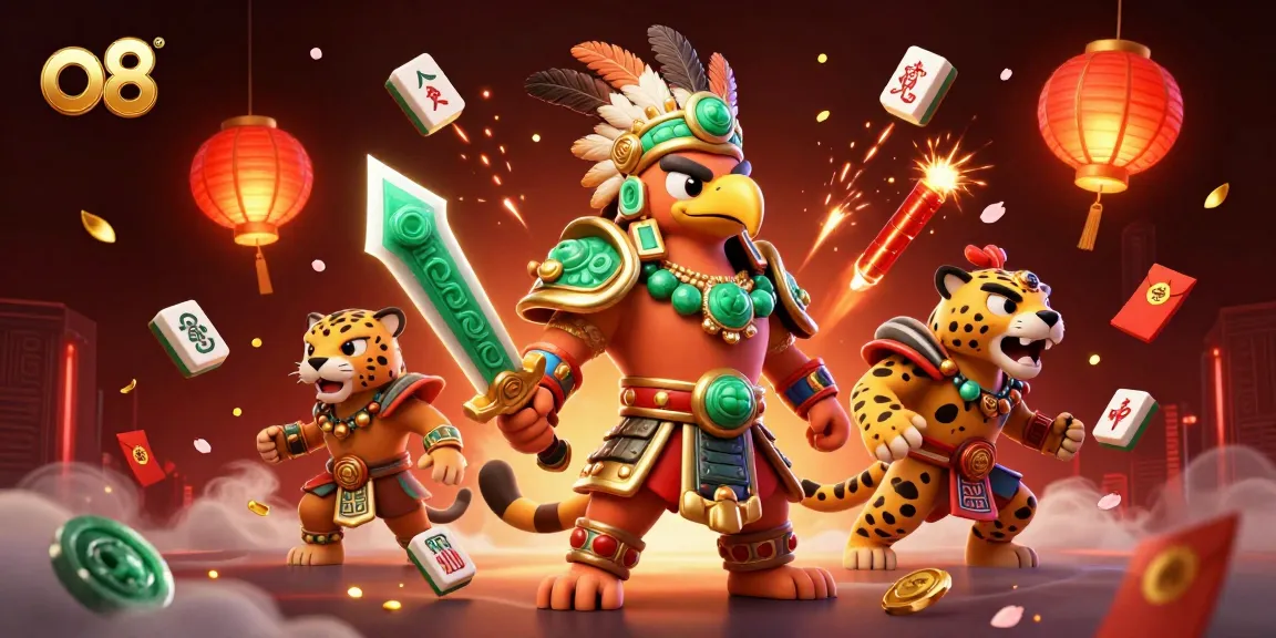 Engage in thrilling gameplay at o8 with a vibrant 3D casino scene filled with festive elements.