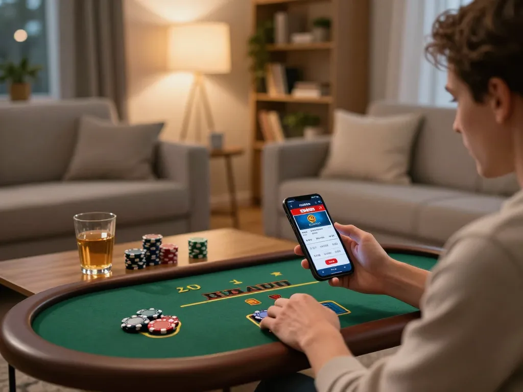 Engaging mobile gameplay on sunwin app in a cozy living room setting