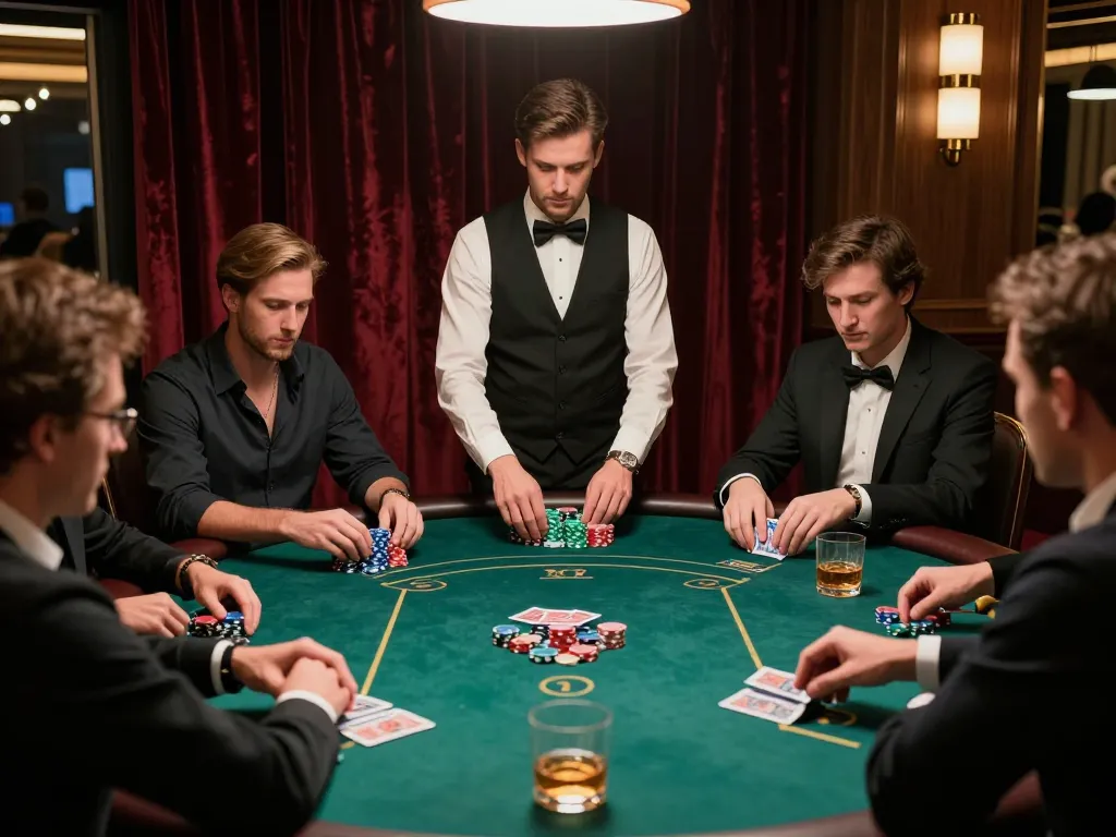 B52club players engaged in a high-stakes poker game, showcasing strategy and luxury.