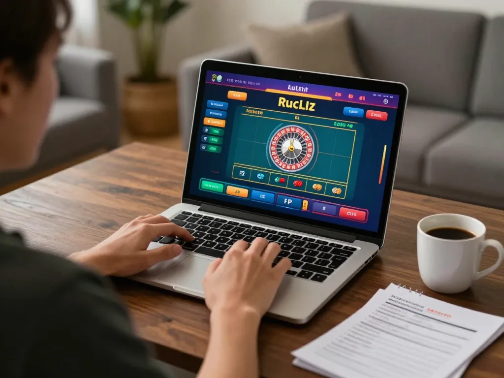 Player engaging in live roulette game with 9win app on laptop, showcasing modern gambling setup