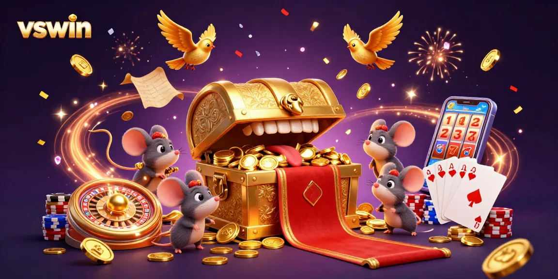 Engage in thrilling vswin adventures with a vibrant casino scene full of treasures.