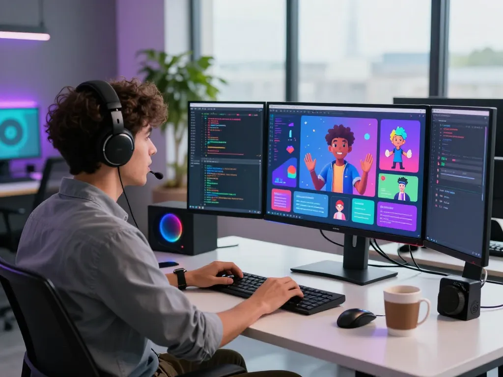 Engaging AI interaction showcasing crushon technology in a modern workspace.