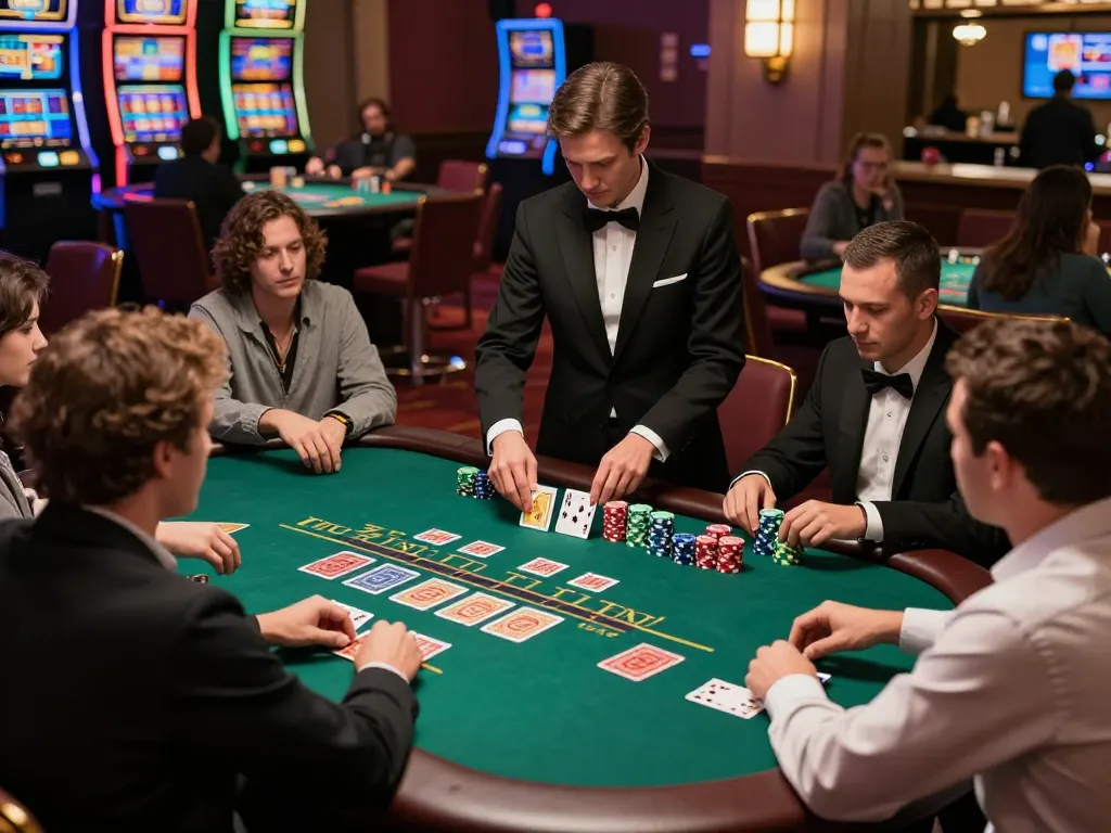 Players engaged in an intense game of blackjack at king88 casino, showcasing strategic gameplay and excitement.