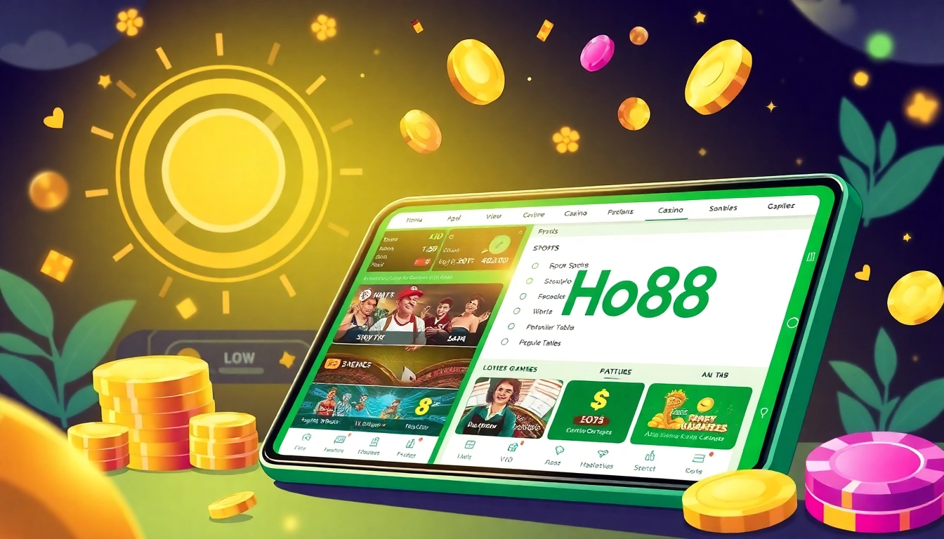 Ho88 online gambling platform showcasing an intuitive app interface with betting options for sports and casino games.