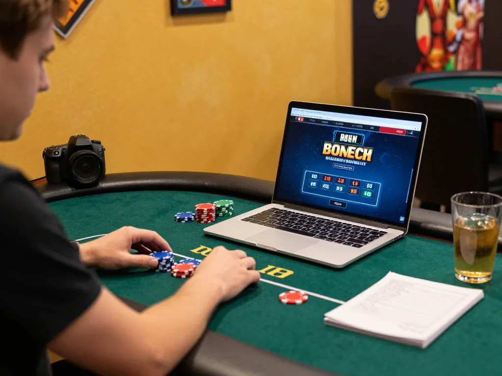 Engaging online gaming scene with GMNC players strategizing at a virtual poker table.