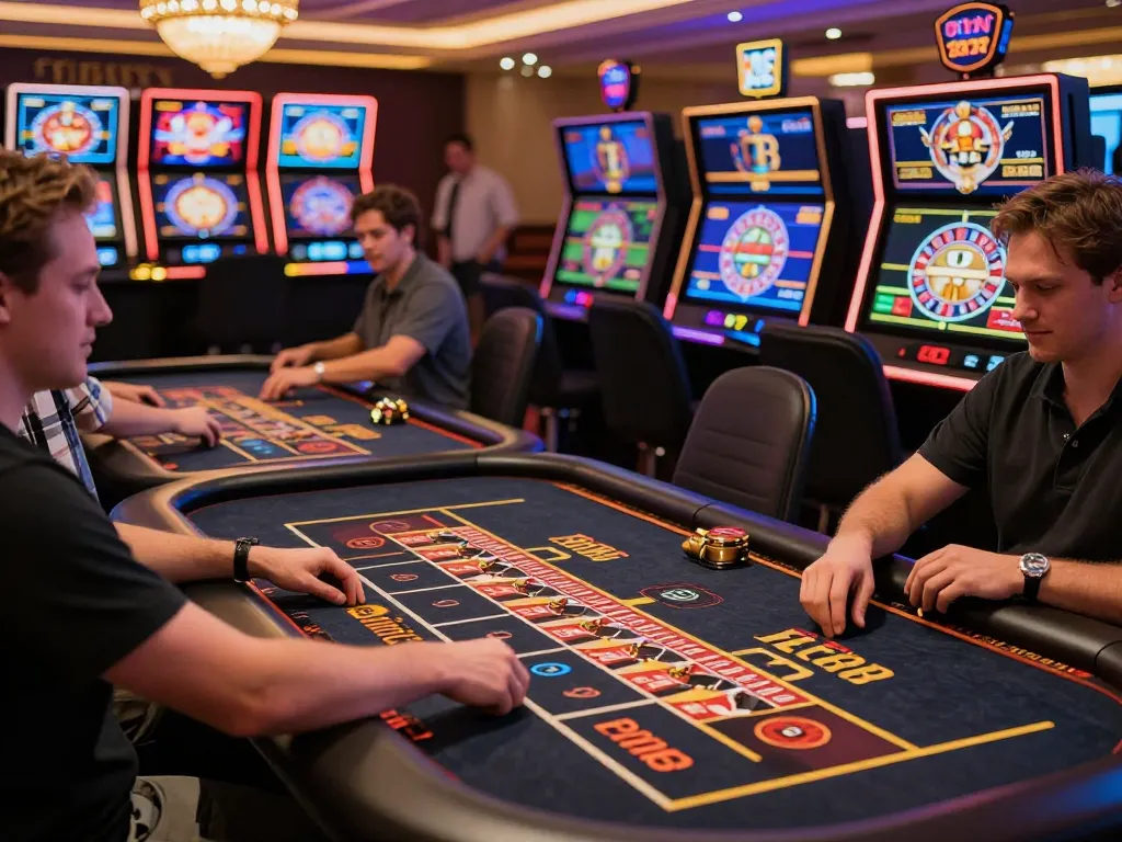 Engaging scene of players celebrating wins on the pucuk138 platform online casino, capturing the excitement of gambling.