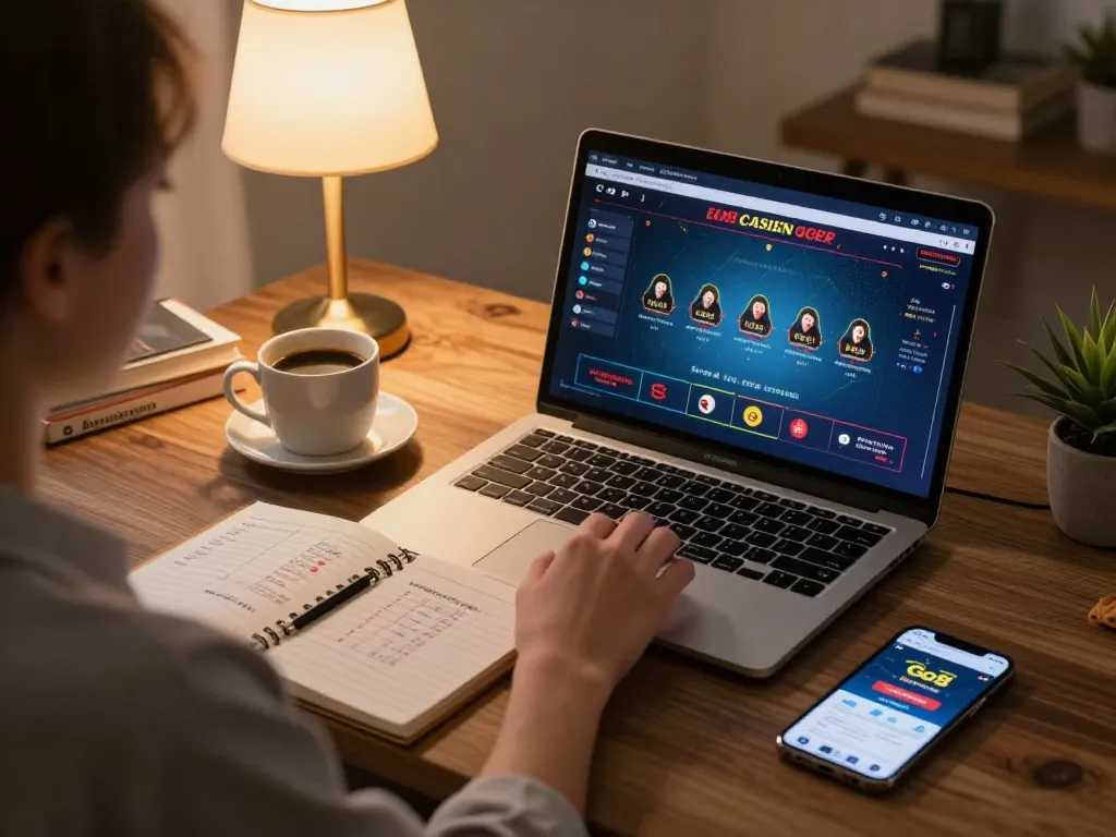 Player engaging with the Go8 casino app while analyzing betting strategies in a cozy setting