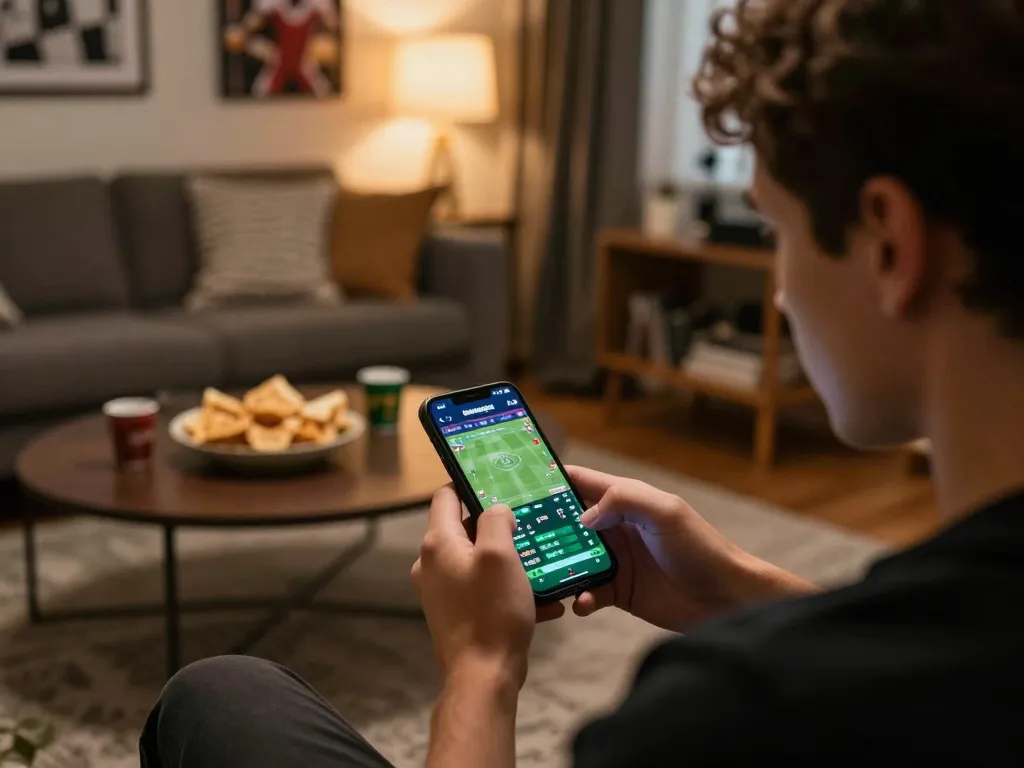 Engaged user analyzing odds on the keobongda sports betting app during live match