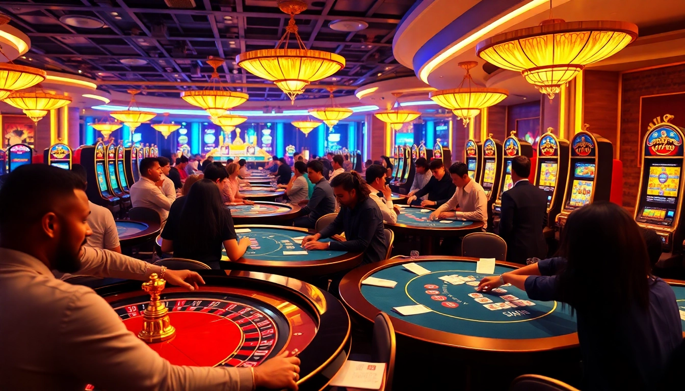 Engaged players experiencing a thrilling moment at a casino scene showcasing 58win1 online gambling.