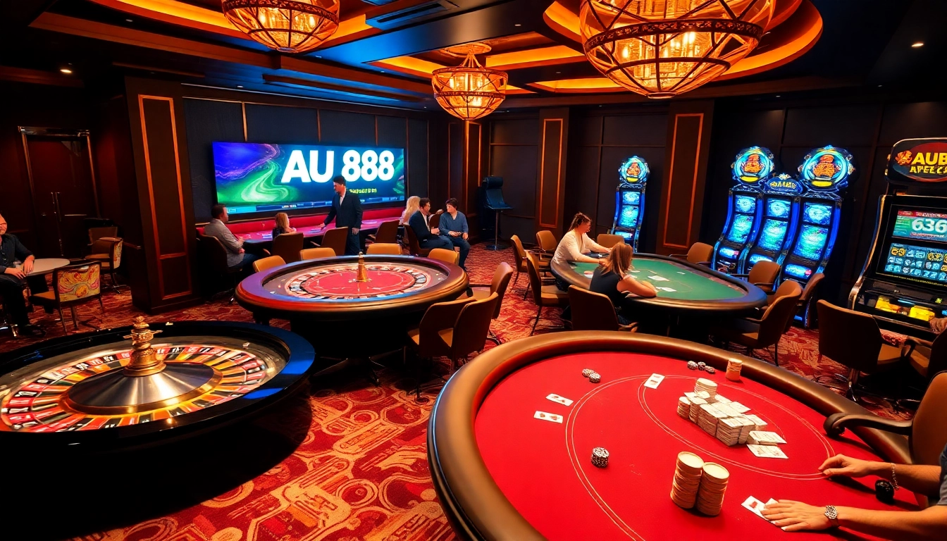 Experience the excitement of AU88 with vibrant casino games, featuring roulette and poker action.