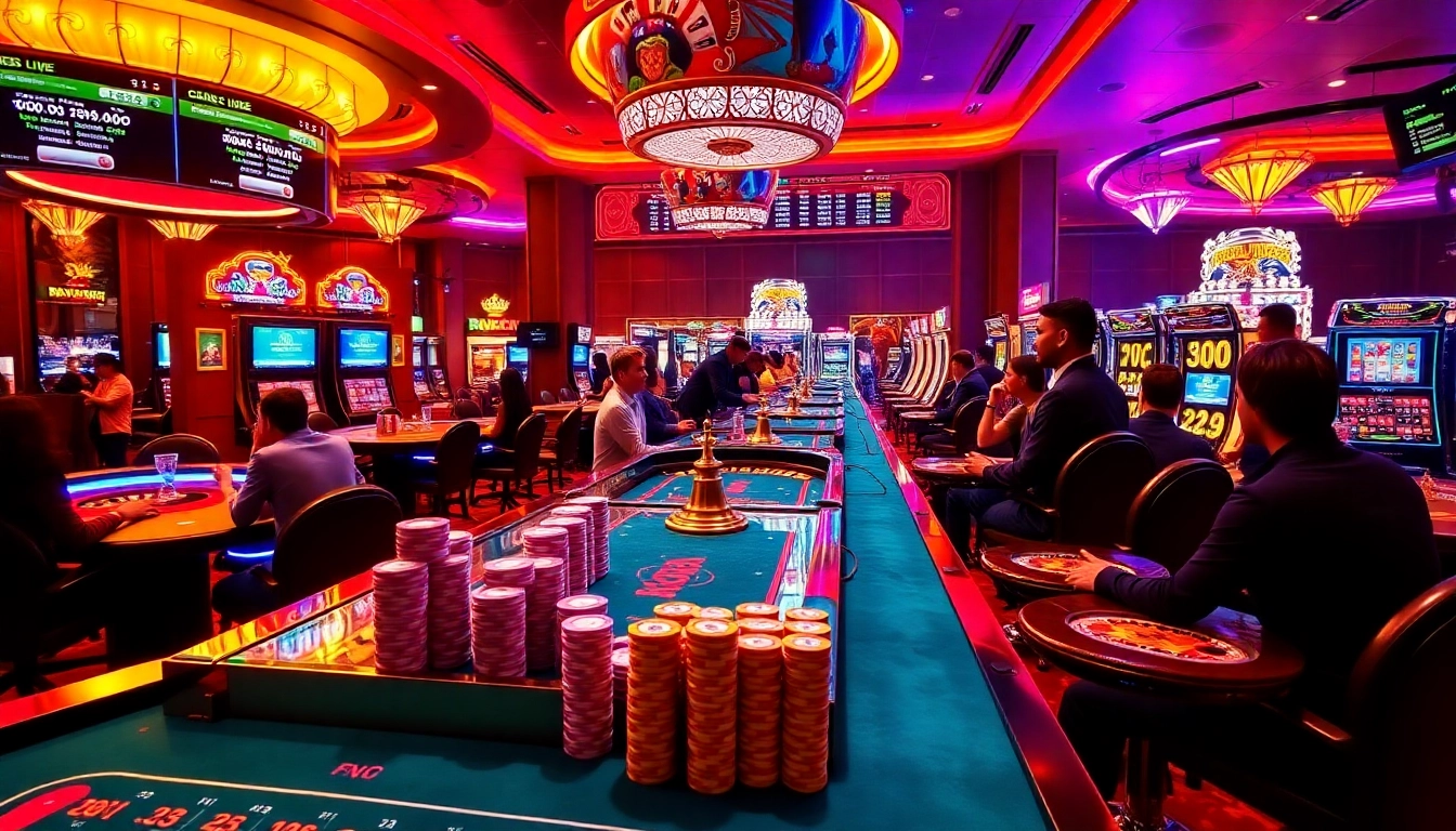 Experience thrilling online casino gaming at https://mtr888.com/ with vibrant visuals of poker and roulette tables.