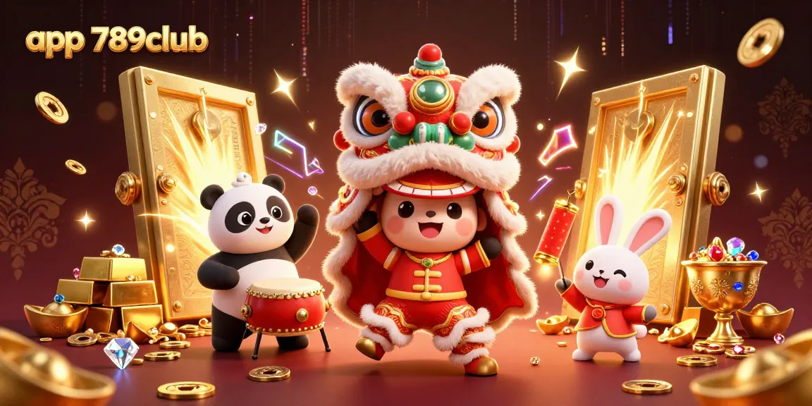 Experience thrilling gameplay with app 789club in a vibrant casino setting featuring a lively lion dance.