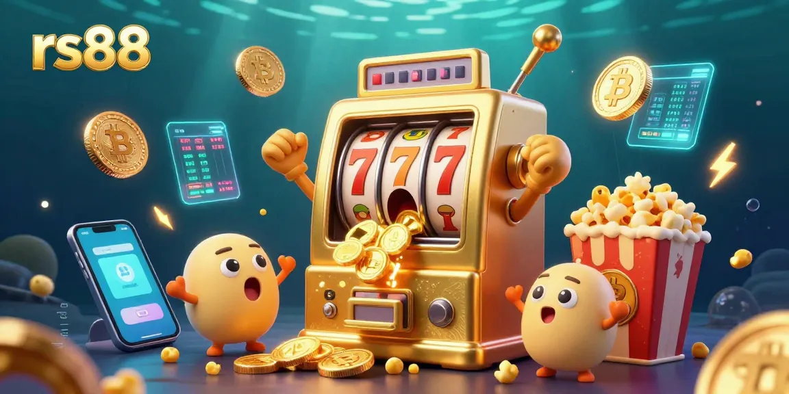 Experience excitement at rs88 with a lively slot machine hitting a jackpot, coins spilling, and cheering baby machines!