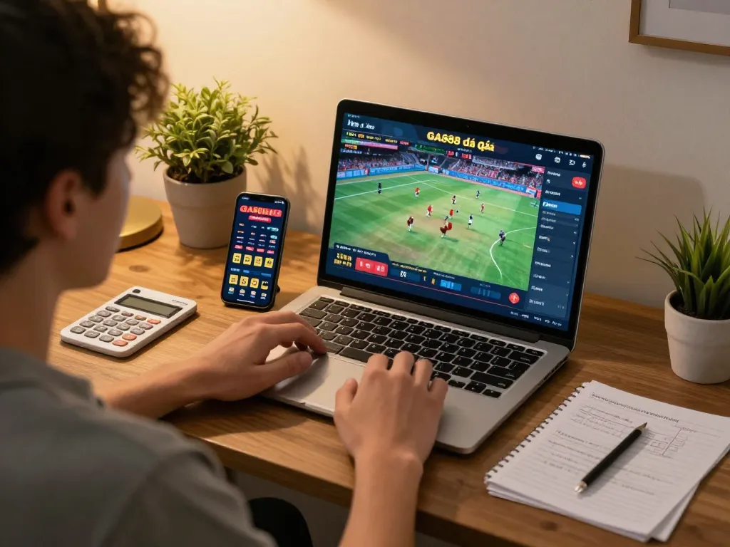Engaged gamer experiencing GA888 đá gà on multiple screens showcasing live matches.