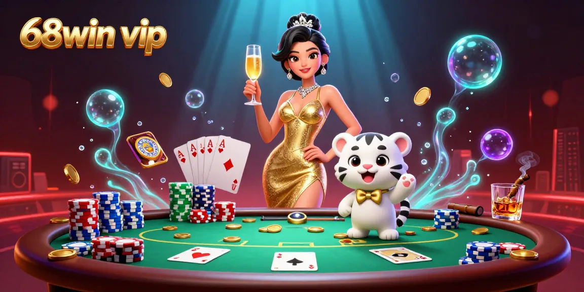 Engage in thrilling gameplay and discover 68win vip with a glamorous scene showcasing poker action and luxury.