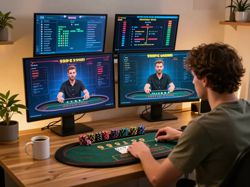 Player enjoying a live dealer Blackjack game on 999E, focused on strategy and gameplay.