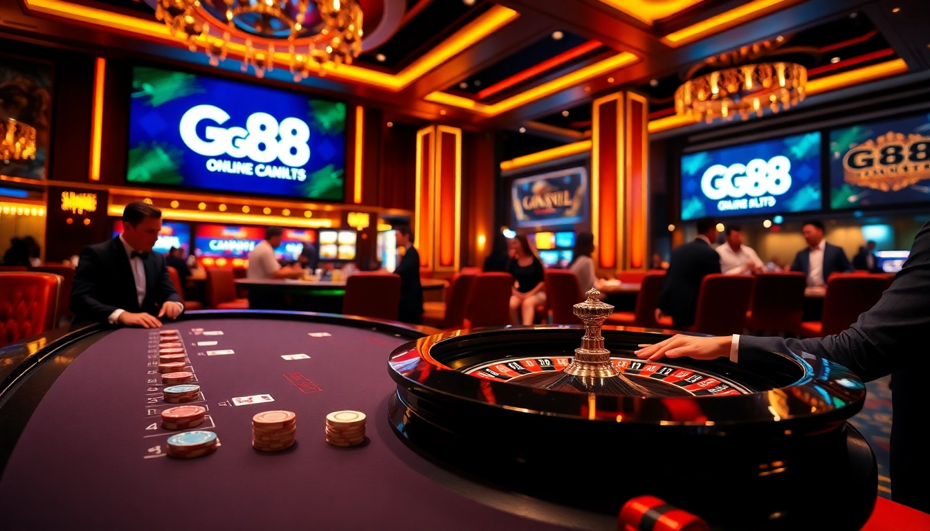 Players enjoying high-stakes gaming at GG88 LTD casino, showcasing a vibrant atmosphere.
