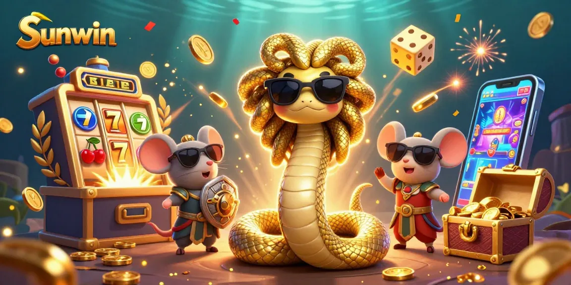 Experience the excitement of Sunwin with a vibrant 3D Casino scene full of winning symbols and characters.