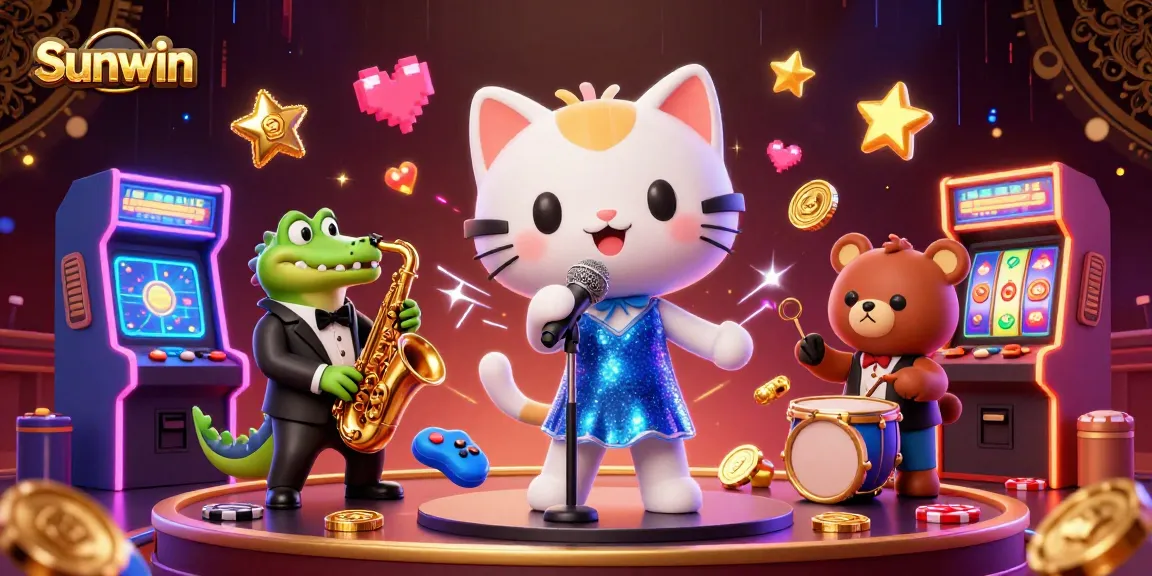 Engage with Sunwin's vibrant 3D casino scene featuring lively characters and electrifying virtual gaming.