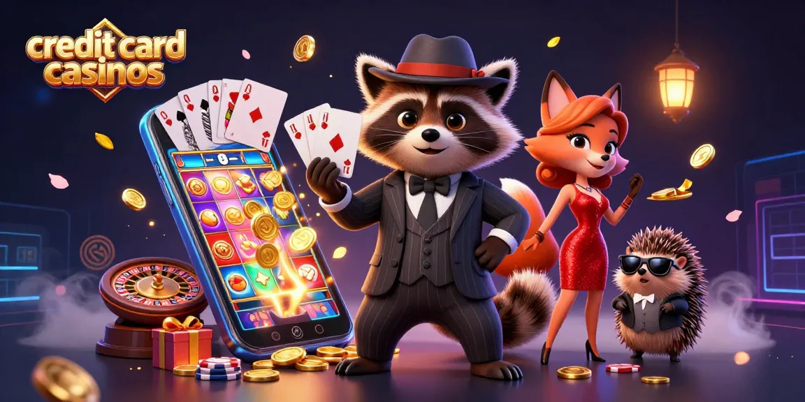 Experience gaming excitement at credit card casinos with vibrant characters and dynamic elements.