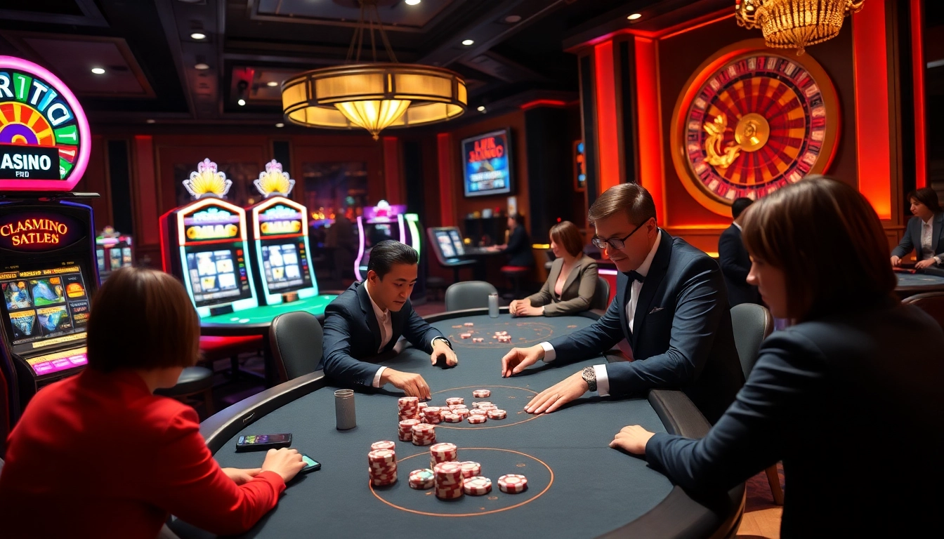 Engaging gameplay at bl555.casino with vibrant slot machines and intense poker action.
