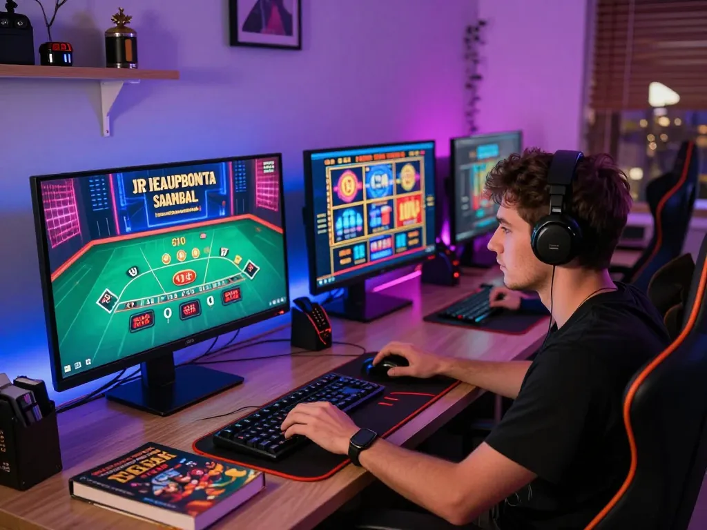 Experience max88 with an engaging live dealer blackjack game setup and vibrant gaming screens in a stylish office.