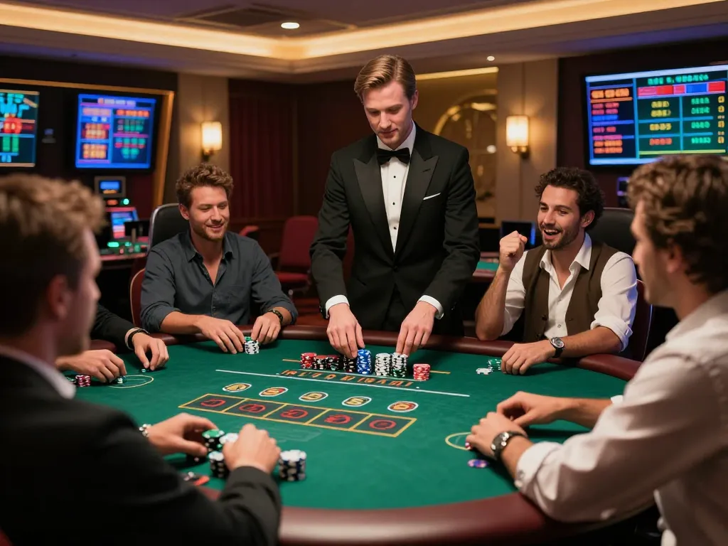 Engaging blackjack game at 88club showcasing intense player interactions and strategic betting.