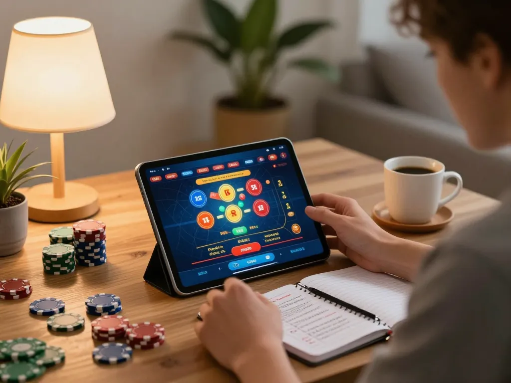 Engaging in strategic gameplay at tg88 nhà cái on a tablet in a cozy home setting